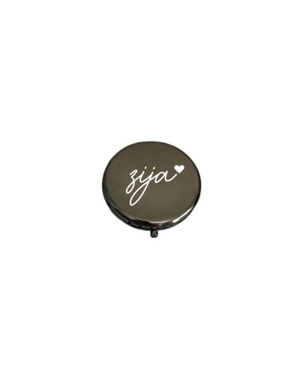 blackzijawhite Zija KS Creations Black Folding Mirror with white Font