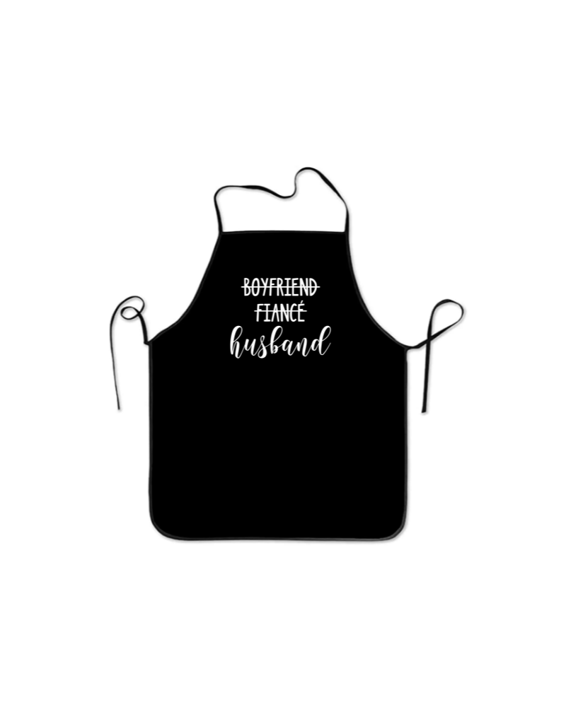 Promoted to Husbad KS Creations Apron with white font