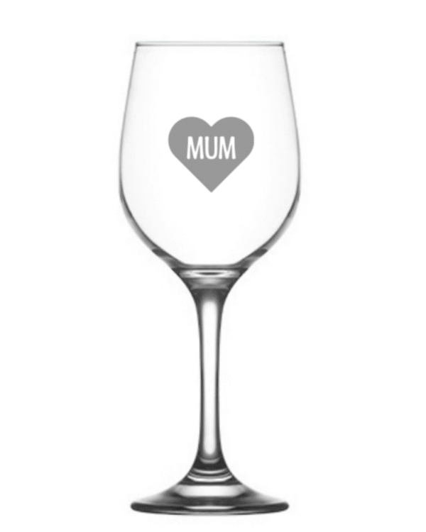 mum Heart Mum KS Creations Wine Glass