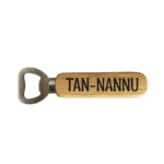 Tan nannu KS Creations bottle opener with black font