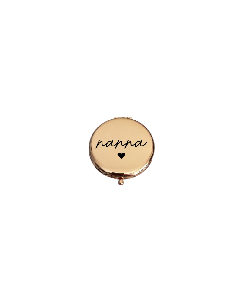 Nanna Rose Gold KS Creations Folding Mirror with black Font