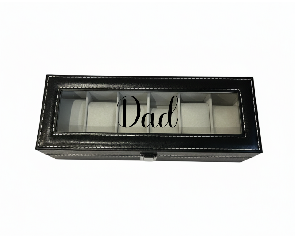 dad black Dad KS Creations 6 Watch Organiser in Black Font