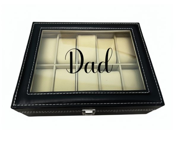 dad black Dad KS Creations 10 Watch Organiser in Black Font