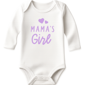 Mama's Girl KS Creations Long Sleeve Baby Onesie in Lilac Font