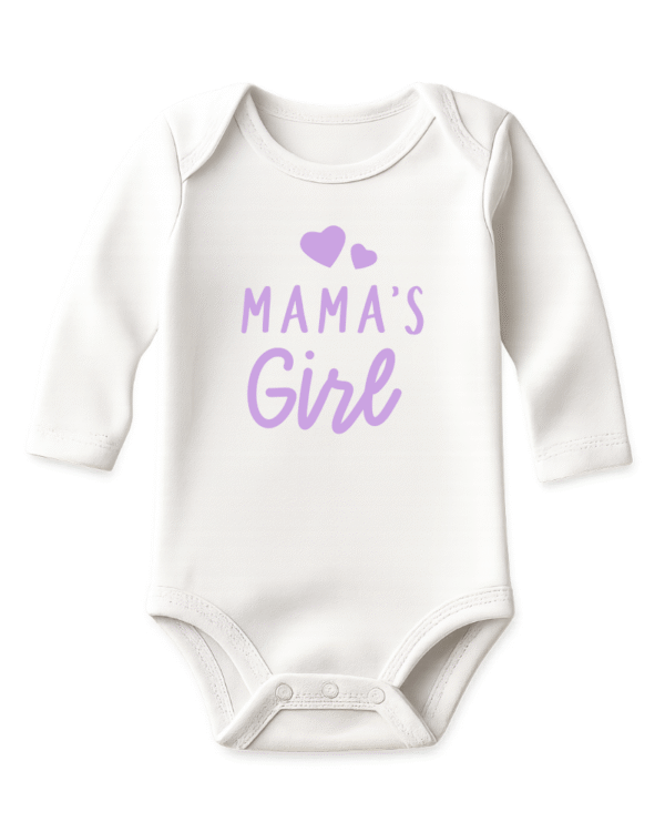 long lilac Mama's Girl KS Creations Long Sleeve Baby Onesie in Lilac Font