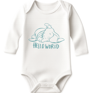 Hello World KS Creations Long Sleeve Baby Onesie in Teal Font