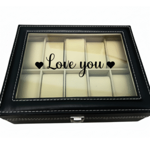 Love you KS Creations 10 Watch Organiser in Black Font