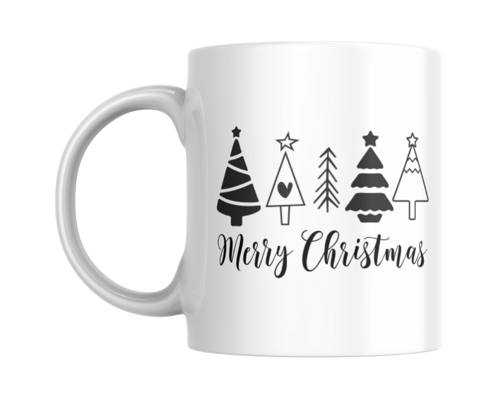 Merry Christmas with Christmas trees KS Creations Mug black