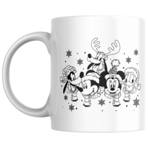 Christmas Disney Characters Outline KS Creations Mug Black