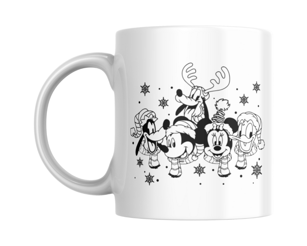 Christmas Disney Characters Outline KS Creations Mug Black