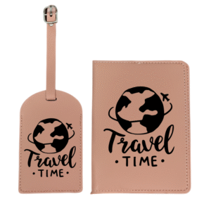 Travel Time KS Creations Pink Passport and Tag in Black Font