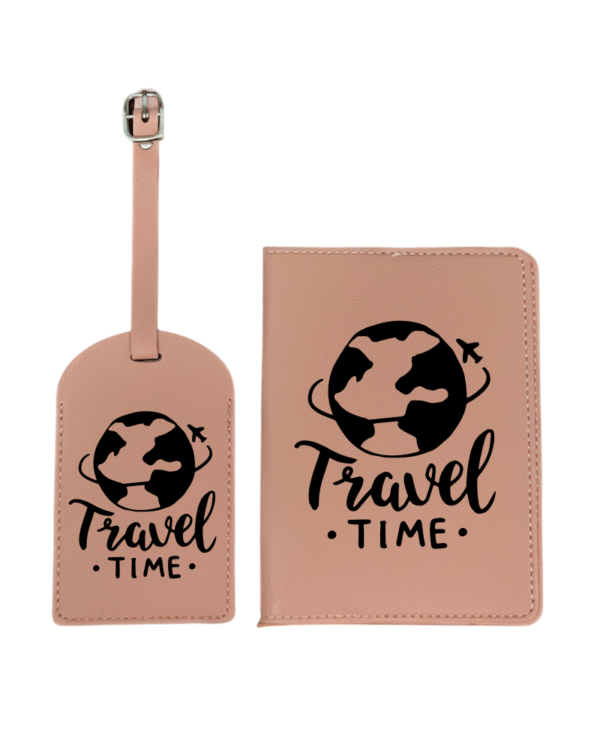 pink P black Travel Time KS Creations Pink Passport and Tag in Black Font