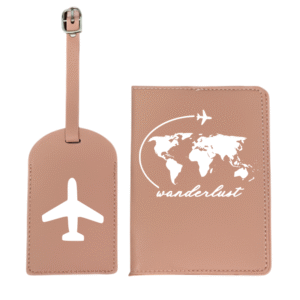 Wanderlust KS Creations Pink Passport and Tag in White Font