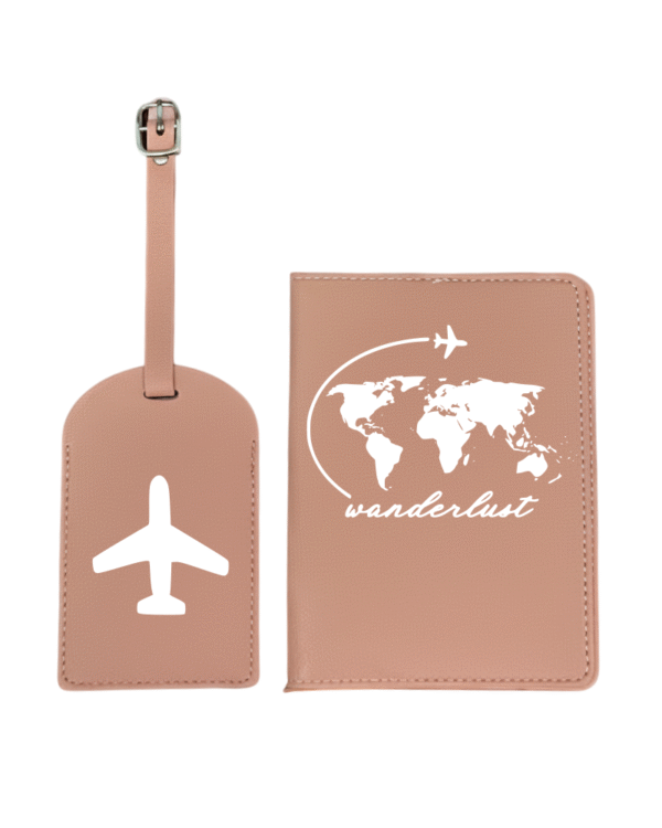 pink P white Wanderlust KS Creations Pink Passport and Tag in White Font
