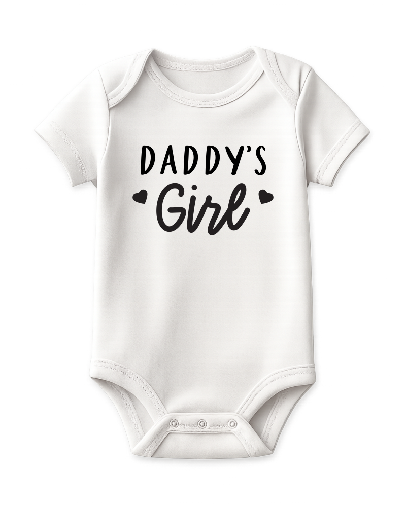 Daddy's Girl KS Creations Short Sleeve Baby Onesie in Black Font