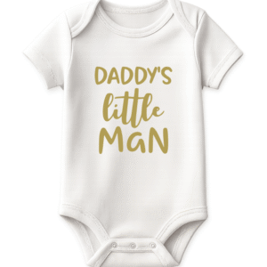 Daddy's Little Man KS Creations Short Sleeve Baby Onesie in Gold Font