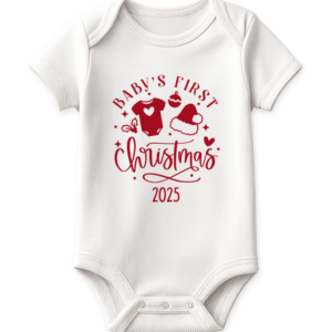 Baby's first Christmas 2025 short Sleeve KS Creations Baby Onesie red