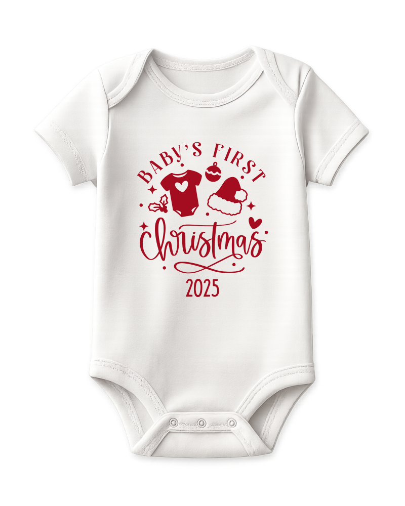 Baby's first Christmas 2025 short Sleeve KS Creations Baby Onesie red