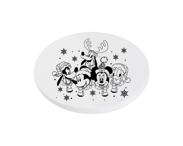 black Disney Christmas Characters outline KS Creations Coaster black