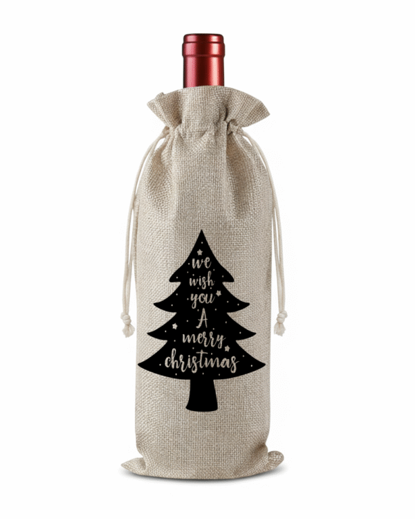 black We wish you a merry Christmas Tree Bottle Christmas KS Creations Gift Bag black