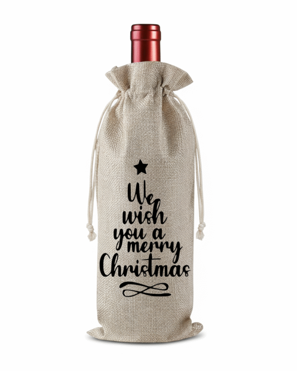 black We wish you a merry Christmas Bottle Christmas KS Creations Gift Bag Black