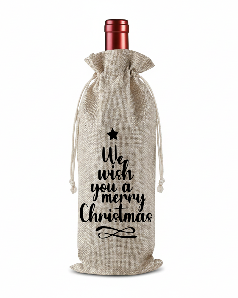 We wish you a merry Christmas Bottle Christmas KS Creations Gift Bag Black