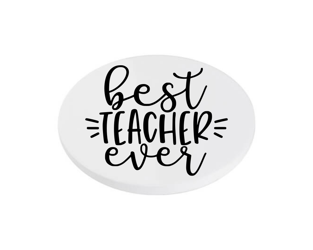 black Best Teacher Ever KS Creations Coaster black Font