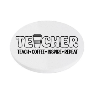 Teacher teach coffee inspire repeat KS Creations Coaster black Font