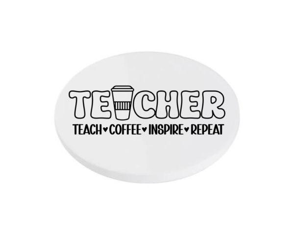 black Teacher teach coffee inspire repeat KS Creations Coaster black Font