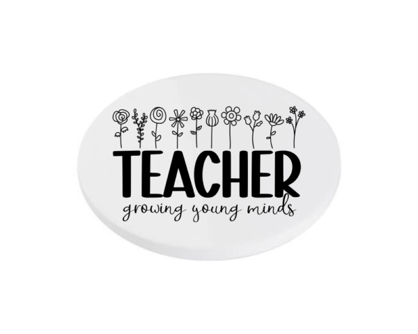 black Teacher growing young minds KS Creations Coaster black Font