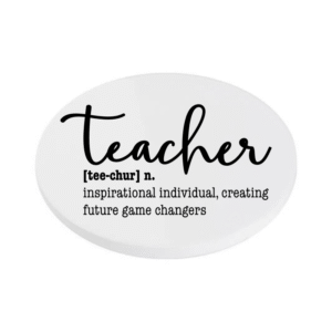 Teacher inspirational individual, creating future game changers KS Creations Coaster Black Font