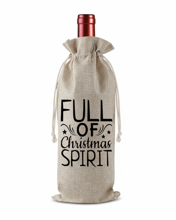 black Full of Christmas Spirit Bottle Christmas KS Creations Gift Bag Black
