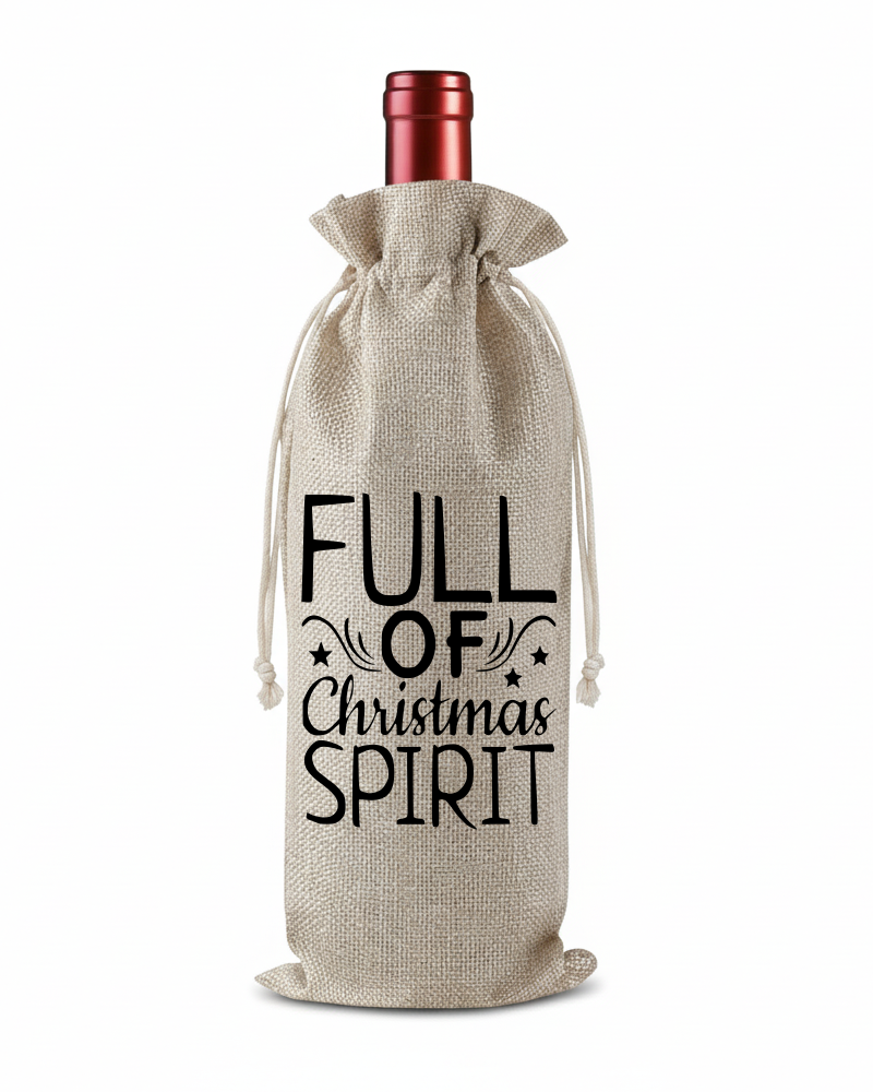 Full of Christmas Spirit Bottle Christmas KS Creations Gift Bag Black