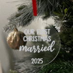 Our First Christmas Married 2025 Flat KS Creations Bauble Silver