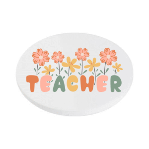 Teacher with colourful flowers KS Creations Coaster