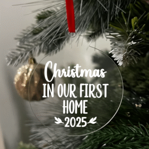 Christmas in our first home 2025 Flat KS Creations Bauble white