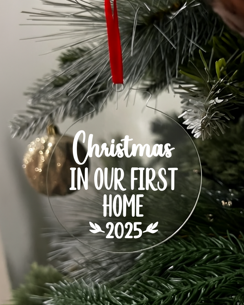 Christmas in our first home 2025 Flat KS Creations Bauble white