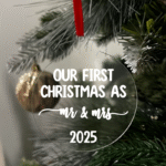 Our first Christmas as Mr and Mrs 2025 Flat Christmas KS Creations Bauble white