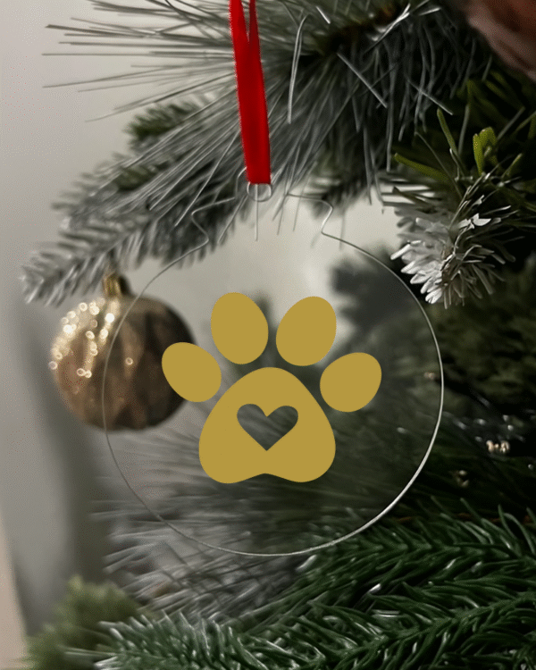 paw gold Animal Lover Flat Christmas KS Creations Bauble gold