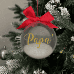 Papa round Christmas KS Creations bauble filled with snow and gold font