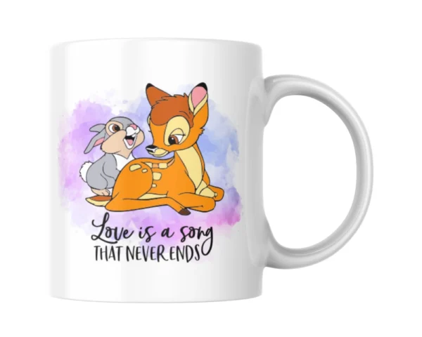 Love Is A Song That Never Ends Bambi Ceramic White Mug
