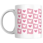 Pink Hearts Pattern Ceramic White Mug