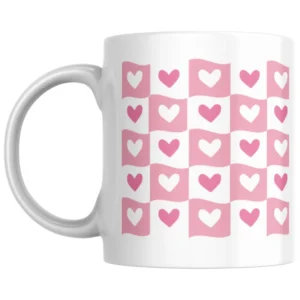 Pink Hearts Pattern Ceramic White Mug