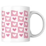 Pink Hearts Pattern Ceramic White Mug