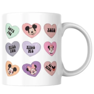 Mickey And Minnie Hearts Ceramic White Mug