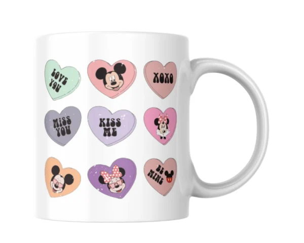 Mickey And Minnie Hearts Ceramic White Mug