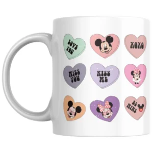 Mickey And Minnie Hearts Ceramic White Mug