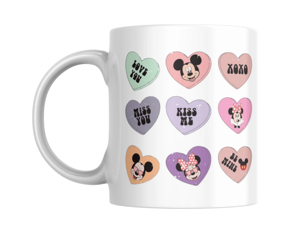 Mickey And Minnie Hearts Ceramic White Mug Mickey And Minnie Hearts Ceramic White Mug