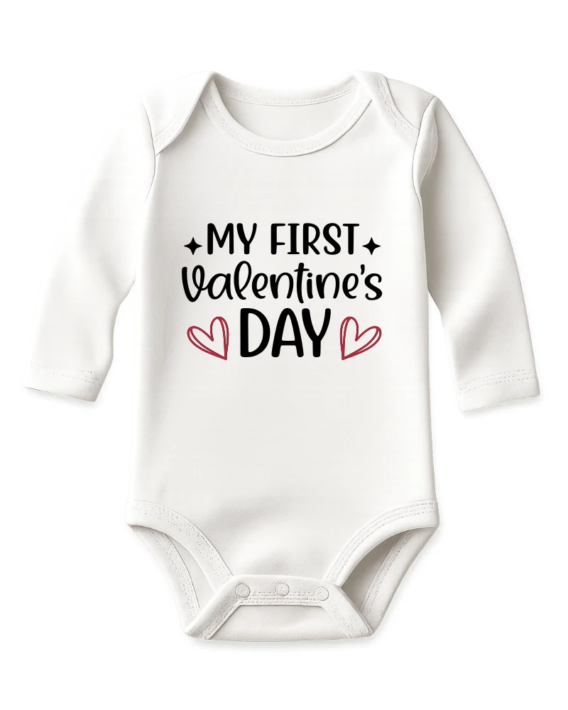 My First Valentines Day Baby Onesie Long Sleeve