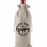 You Are My Happy Place Burlap Bottle Gift Bag